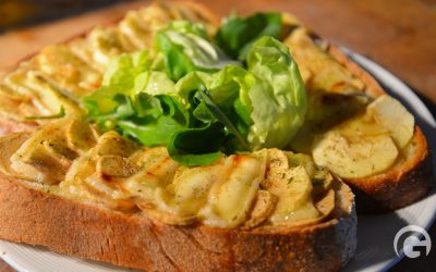 Tartines aux pommes et au Picodon