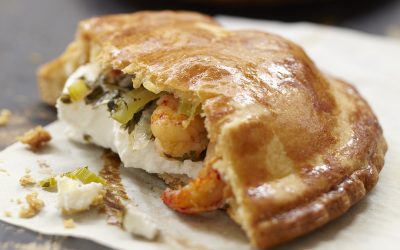 Mini tourte aux écrevisses, cerfeuil et chèvre frais à tartiner