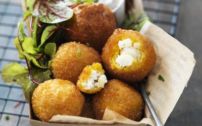 Boulettes de Quinoa, Crottin de Chavignol au Curcuma