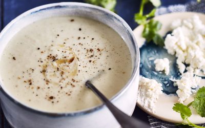 Velouté artichaut, coriandre et fromage frais