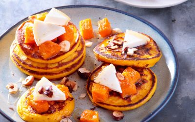 Pancakes à la courge Butternut rôtie et Charolais AOP