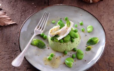 Mini flans de petits pois et de fèves au Banon AOP