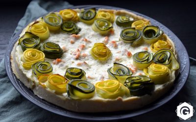 Quiche aux courgettes, chèvre et saumon