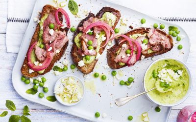 Bruschetta d’agneau aux petits pois