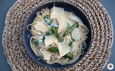 Spaghettis aux Asperges vertes et au Parmesan